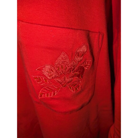 Chaus Woman Red Embroidered Pocket Top 2X Cotton Blend - Picture 2 of 6